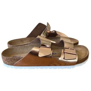 Birkenstock Arizona Narrow Fit Soft Metallic Copper Leather Size 40 US 11.0 New